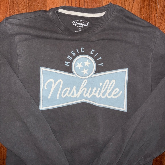 Unwind by League Grey Crewneck Sweatshirt Nashville Music City Size Small - Picture 2 of 3
